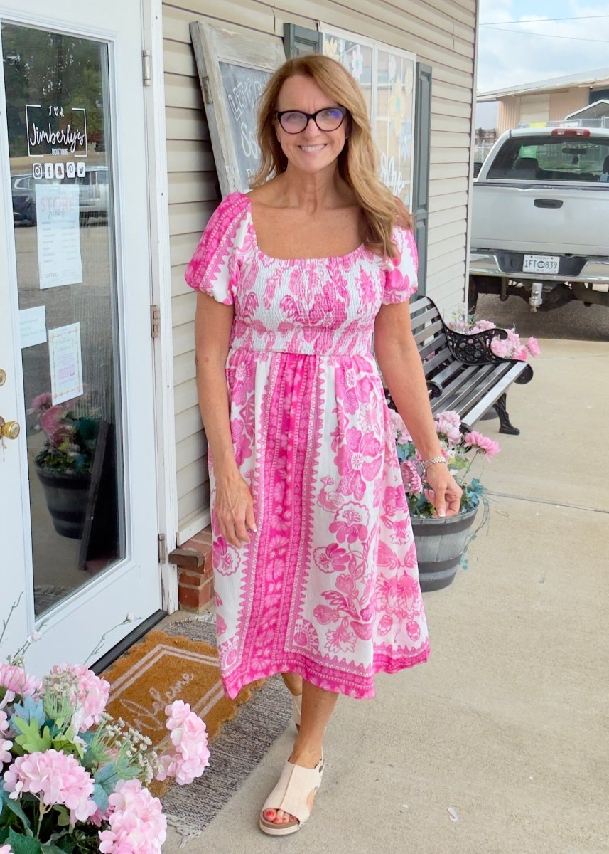 Frankie Floral Smocked Midi Dress | Umgee - Umgee Dress - Jimberly's Boutique - Olive Branch - Mississippi