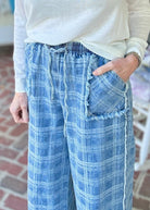 Frayed Plaid Wide Leg Jeans | BiBi - jeans -Jimberly's Boutique-Olive Branch-Mississippi