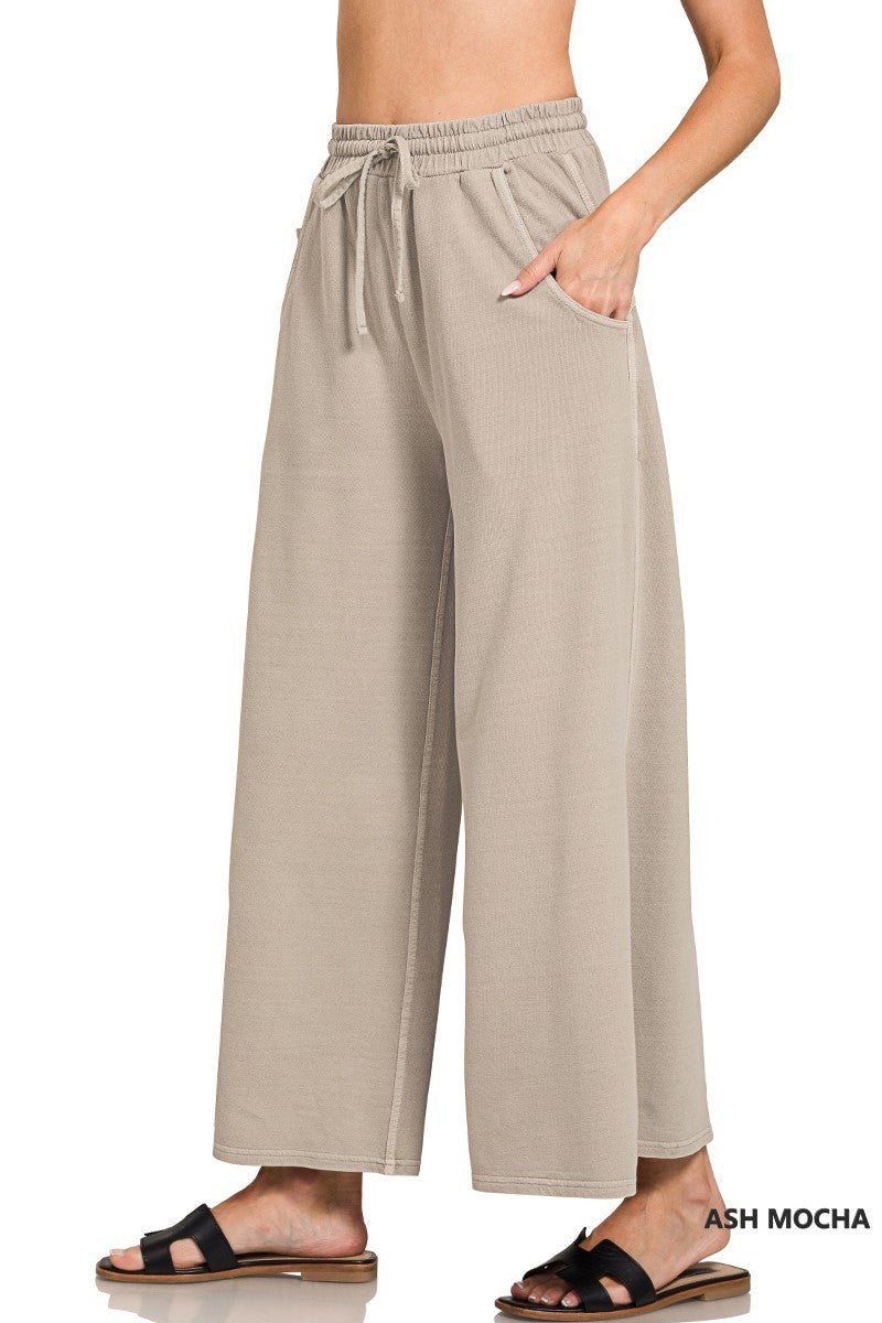 French Terry Enzyme Wash Pants - Ash Mocha - casual pants - Jimberly's Boutique - Olive Branch - Mississippi