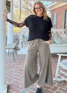 French Terry Enzyme Wash Pants - Brown - casual pants - Jimberly's Boutique - Olive Branch - Mississippi