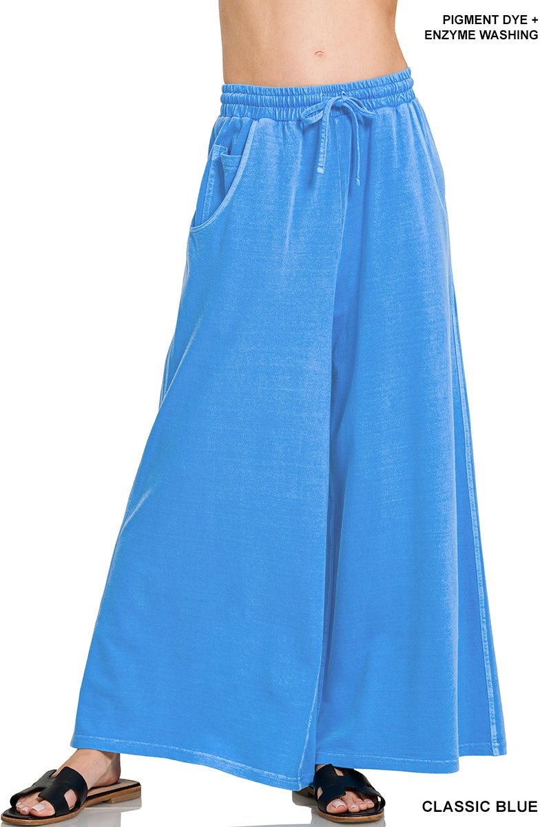 French Terry Enzyme Wash Pants - Classic Blue - casual pants - Jimberly's Boutique - Olive Branch - Mississippi