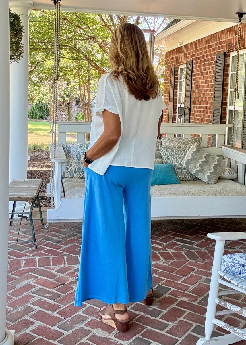 French Terry Enzyme Wash Pants - Classic Blue - casual pants - Jimberly's Boutique - Olive Branch - Mississippi