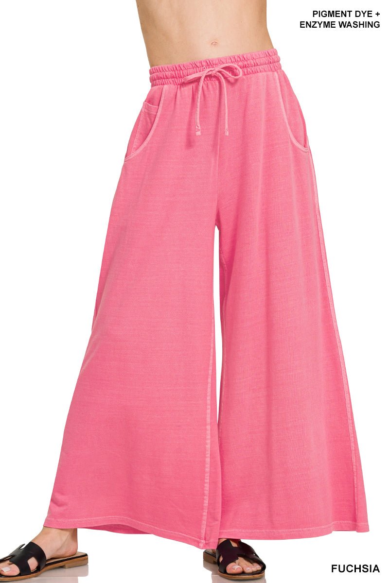 French Terry Enzyme Wash Pants - Fuchsia - casual pants - Jimberly's Boutique - Olive Branch - Mississippi