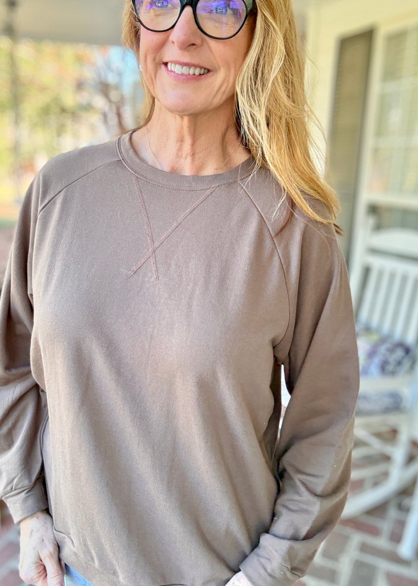 French Terry Raglan Pullover - Mocha - Jimberly's Boutique-Olive Branch-Mississippi