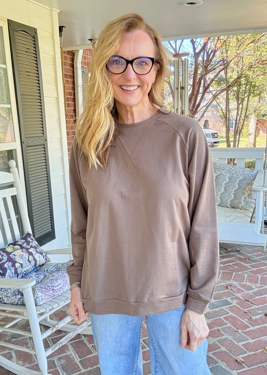 French Terry Raglan Pullover - Mocha - Jimberly's Boutique-Olive Branch-Mississippi