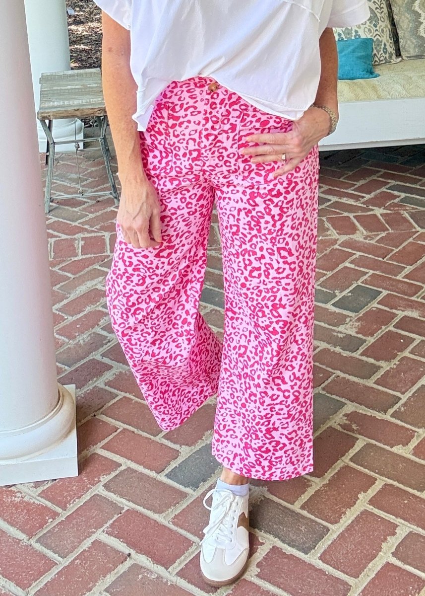 Front Pocket Cropped Pants - Pink Leopard - Jimberly's Boutique - Olive Branch - Mississippi