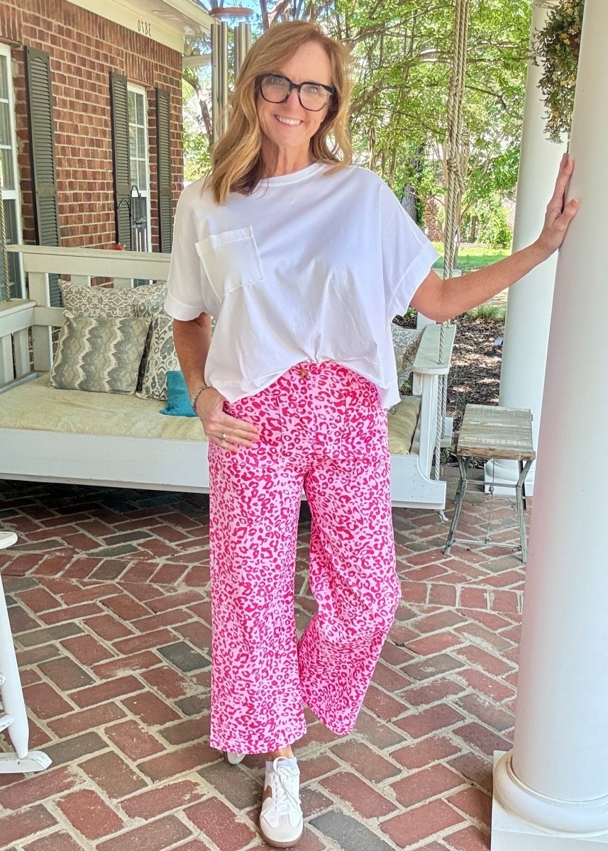 Front Pocket Cropped Pants - Pink Leopard - Jimberly's Boutique - Olive Branch - Mississippi