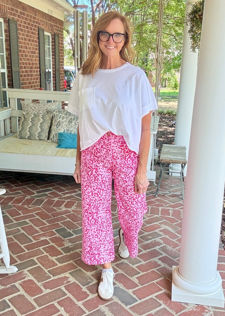 Front Pocket Cropped Pants - Pink Leopard - Jimberly's Boutique - Olive Branch - Mississippi