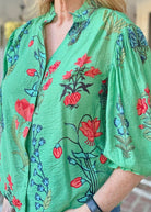 Front Row Buttons Top - Green - Floral Top - Jimberly's Boutique - Olive Branch - Mississippi