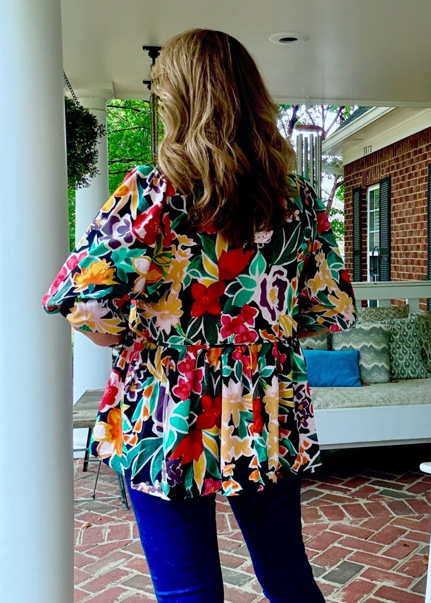 Garden Grace Top - Black Mix - Floral Top - Jimberly's Boutique - Olive Branch - Mississippi