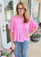 Gauze Babydoll Top - Bubble Pink | Umgee - Umgee Top - Jimberly's Boutique - Olive Branch - Mississippi