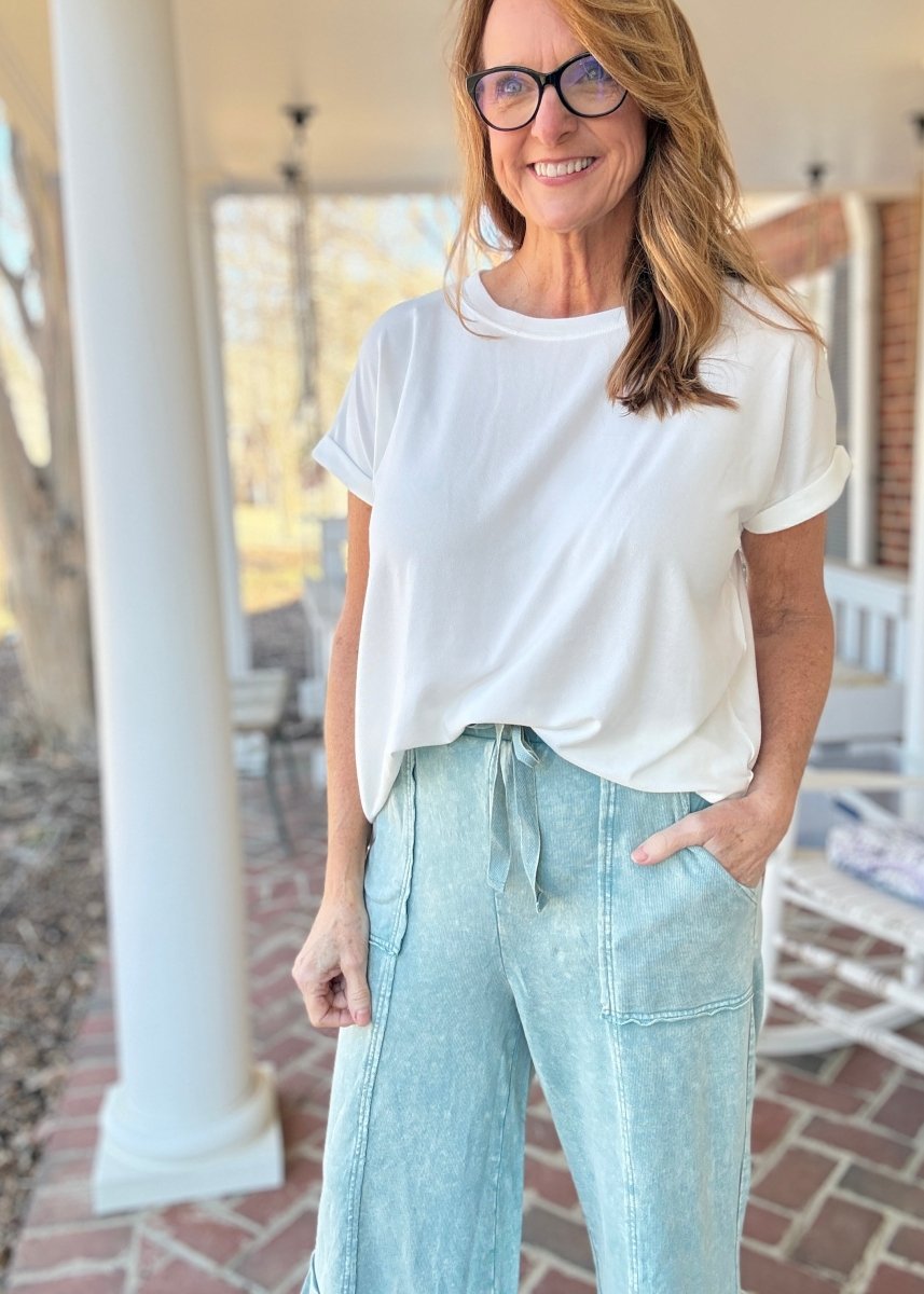 Gemini Mineral Washed Flare Pants - Ash Blue - casual pants -Jimberly's Boutique-Olive Branch-Mississippi
