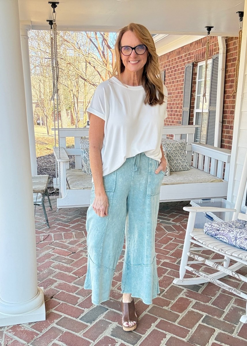 Gemini Mineral Washed Flare Pants - Ash Blue - casual pants -Jimberly's Boutique-Olive Branch-Mississippi