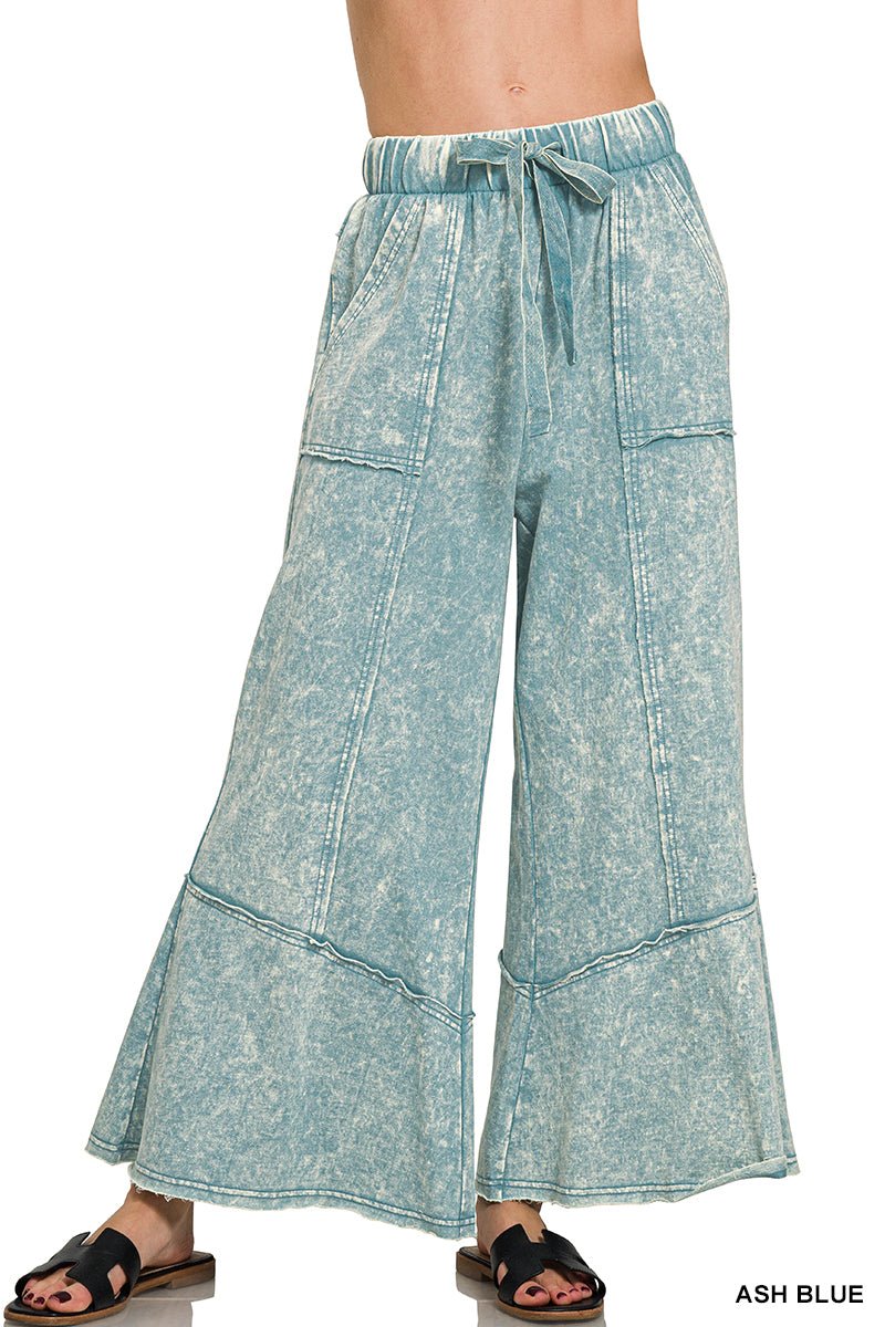 Gemini Mineral Washed Flare Pants - Ash Blue - casual pants -Jimberly's Boutique-Olive Branch-Mississippi