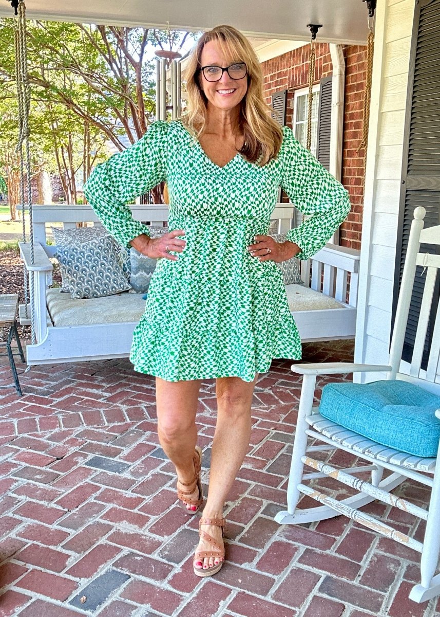 Geo Print Dress - Green - dress - Jimberly's Boutique - Olive Branch - Mississippi