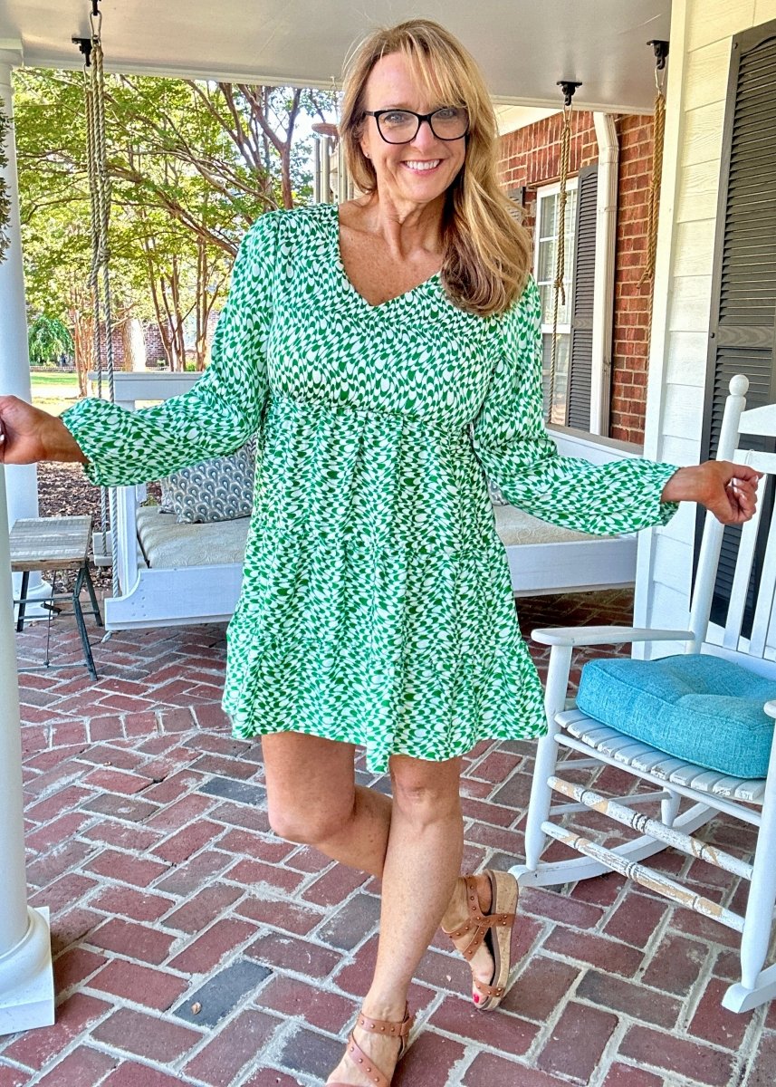 Geo Print Dress - Green - dress - Jimberly's Boutique - Olive Branch - Mississippi