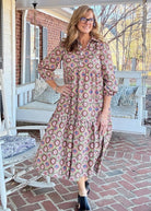 Geo Print Long Sleeve Maxi Dress - Maxi Dress - Jimberly's Boutique - Olive Branch - Mississippi