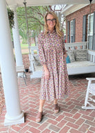 Geo Print Long Sleeve Maxi Dress - Maxi Dress -Jimberly's Boutique-Olive Branch-Mississippi