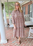 Geo Print Long Sleeve Maxi Dress - Maxi Dress -Jimberly's Boutique-Olive Branch-Mississippi