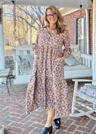 Geo Print Long Sleeve Maxi Dress - Maxi Dress - Jimberly's Boutique - Olive Branch - Mississippi