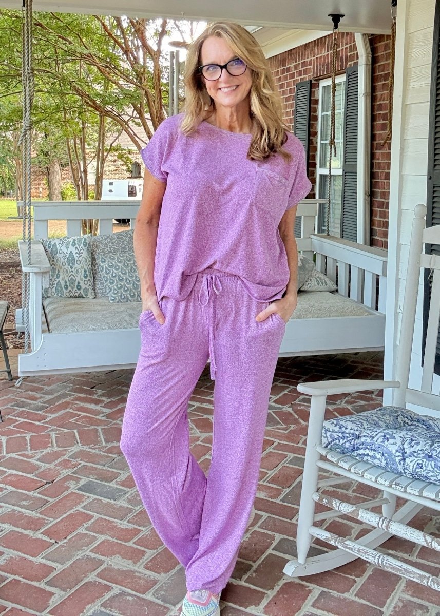 Georgia Melange Pants Set - Plum - pants set - Jimberly's Boutique - Olive Branch - Mississippi