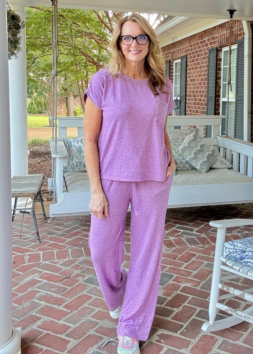 Georgia Melange Pants Set - Plum - pants set - Jimberly's Boutique - Olive Branch - Mississippi