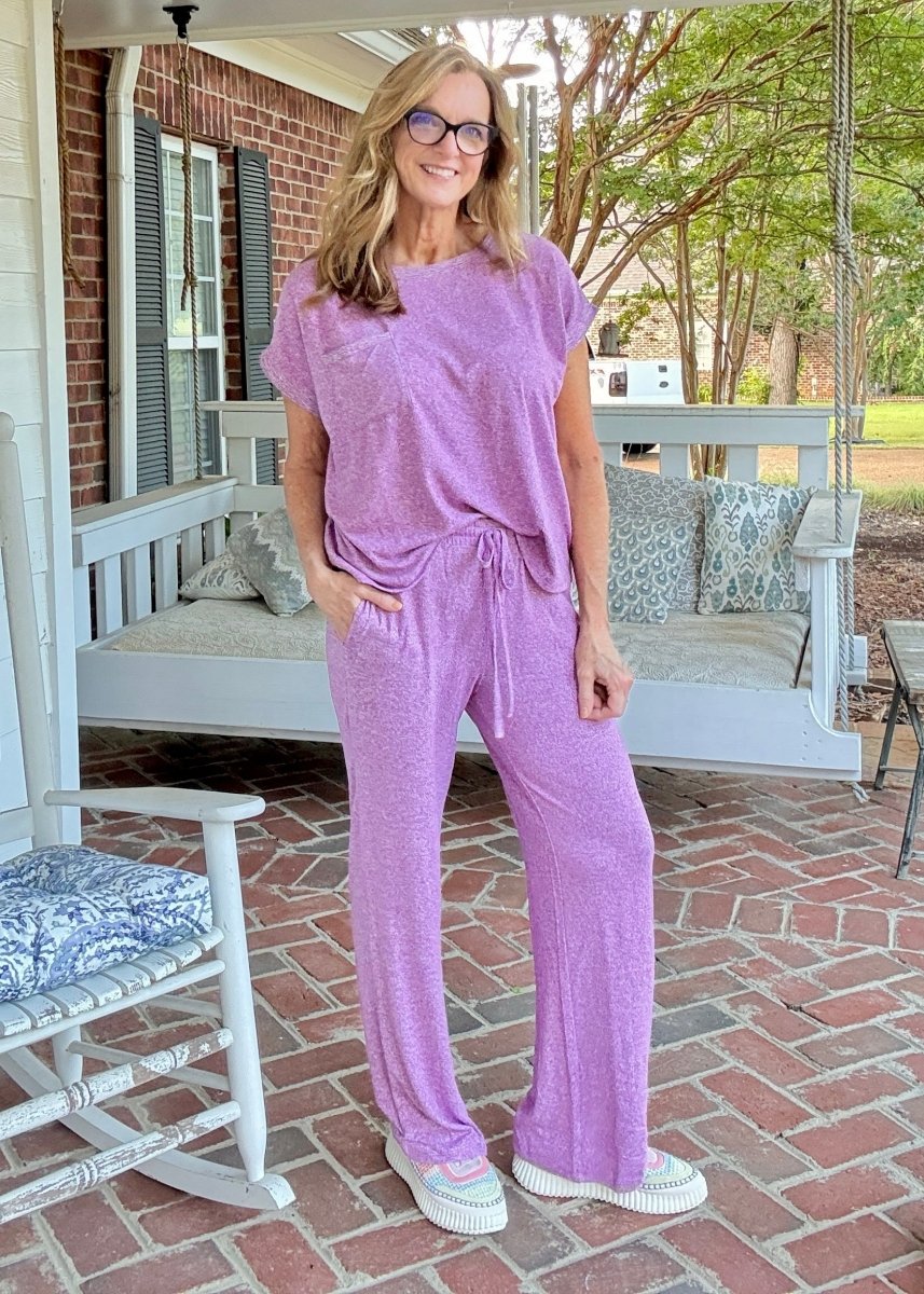 Georgia Melange Pants Set - Plum - pants set - Jimberly's Boutique - Olive Branch - Mississippi