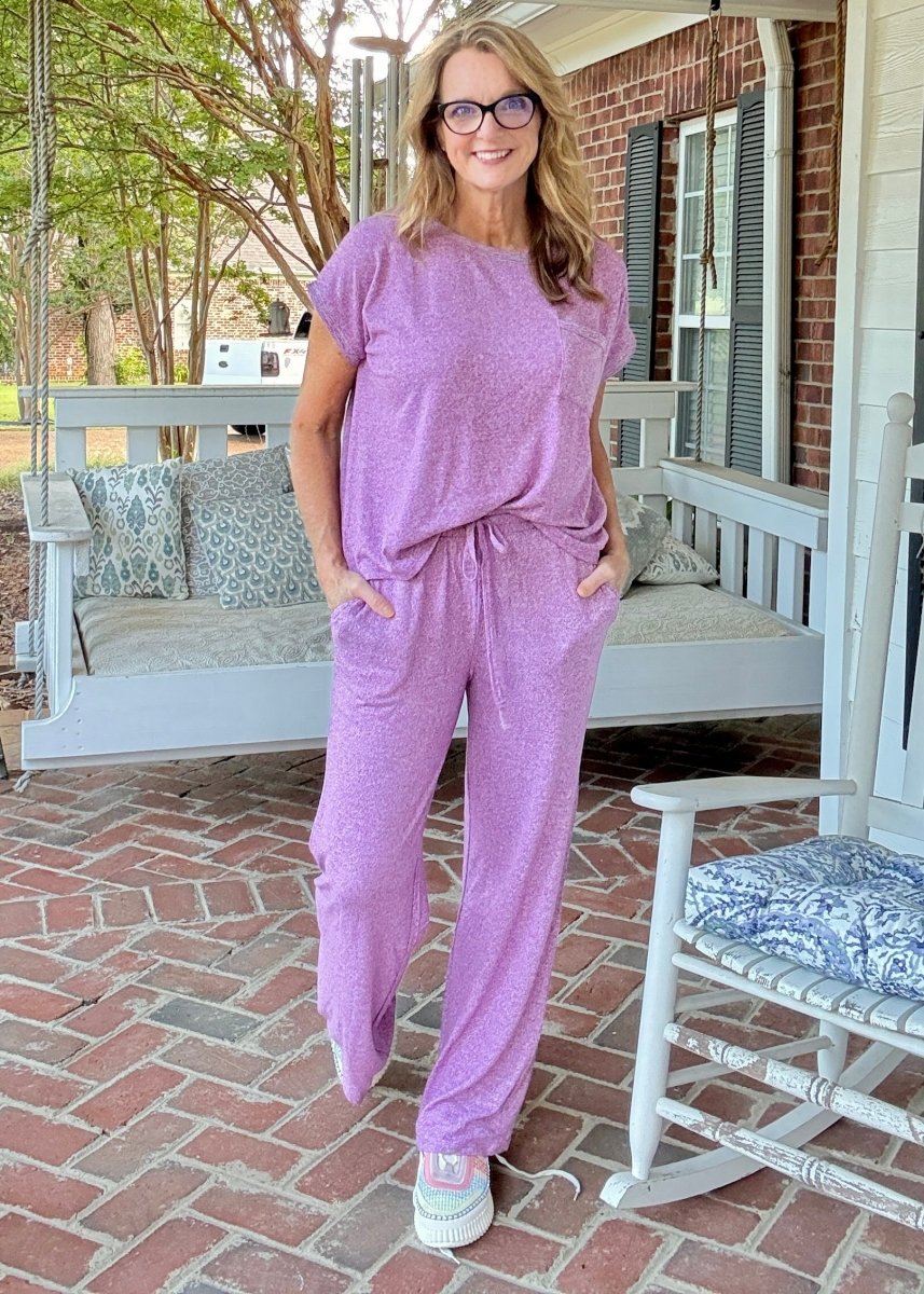 Georgia Melange Pants Set - Plum - pants set - Jimberly's Boutique - Olive Branch - Mississippi