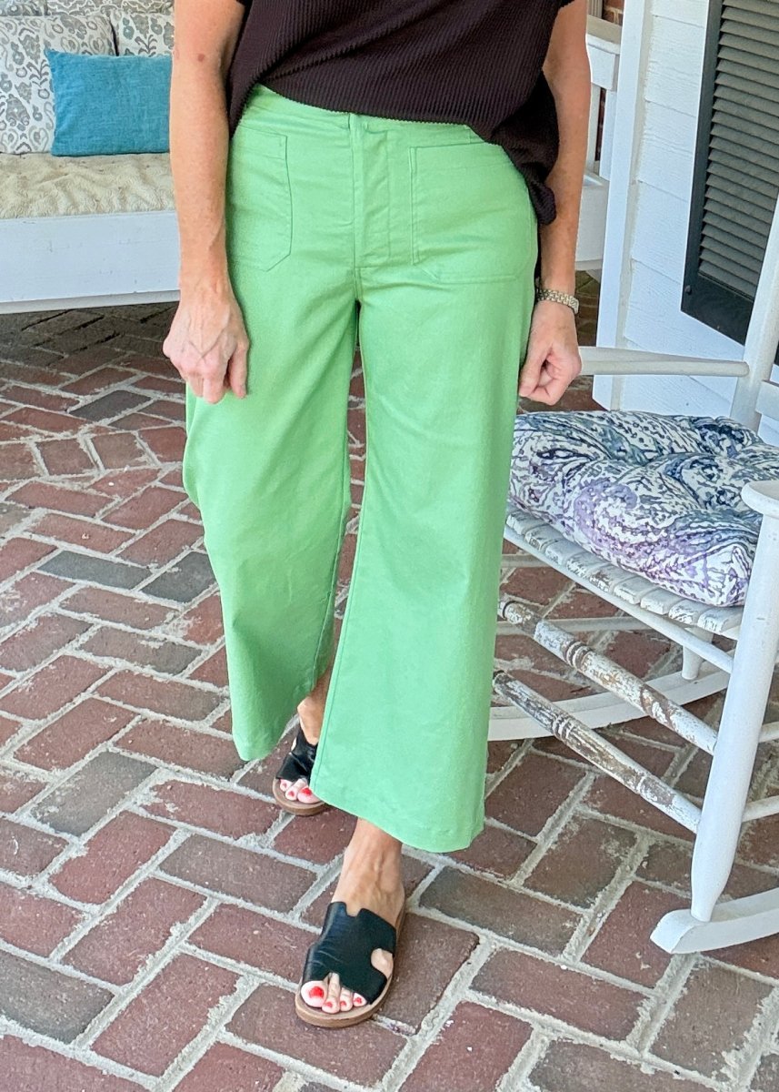 Gigio Cropped Pants - Apple Green - Casual Pants - Jimberly's Boutique - Olive Branch - Mississippi