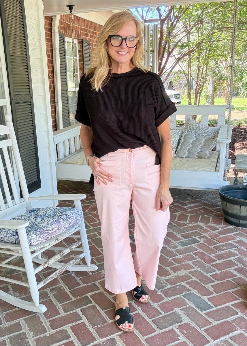 Gigio Cropped Pants - Pink - Jimberly's Boutique - Olive Branch - Mississippi