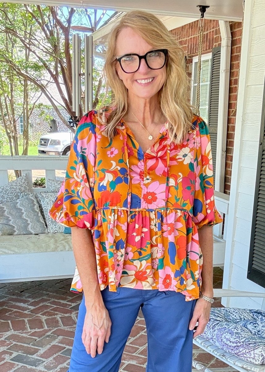 Ginger Floral Baby Doll Top | Umgee - Umgee Top -Jimberly's Boutique-Olive Branch-Mississippi
