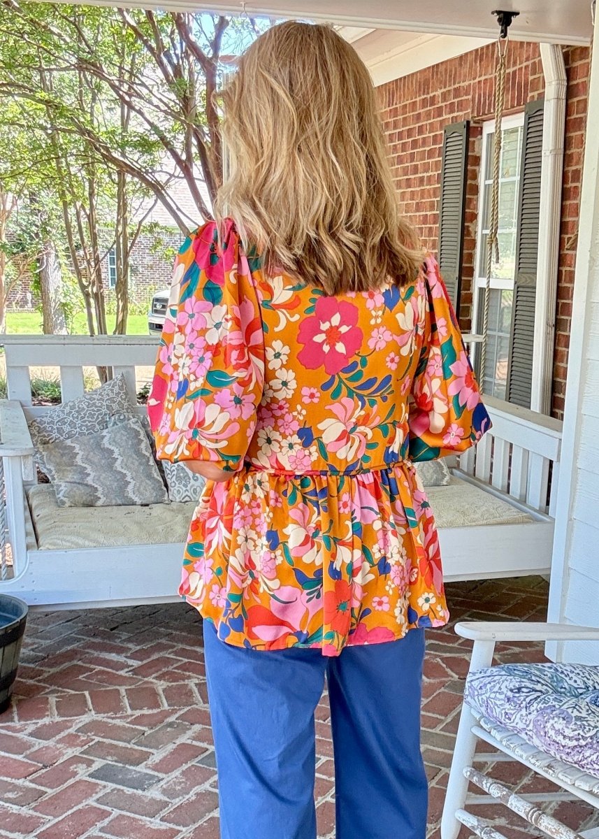 Ginger Floral Baby Doll Top | Umgee - Umgee Top -Jimberly's Boutique-Olive Branch-Mississippi