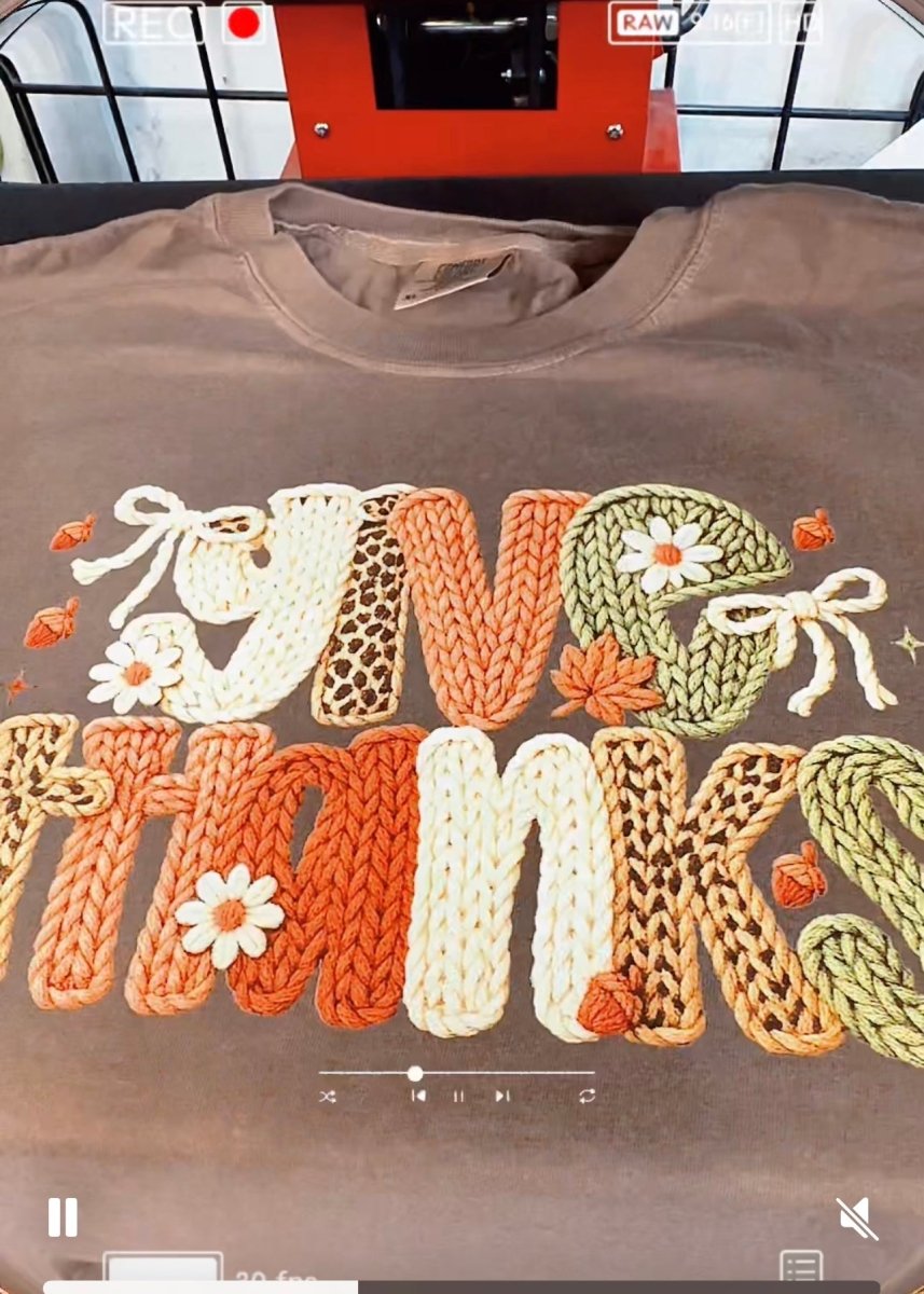Give Thanks Faux Yarn CC Long Sleeve - sweatshirt - Jimberly's Boutique - Olive Branch - Mississippi
