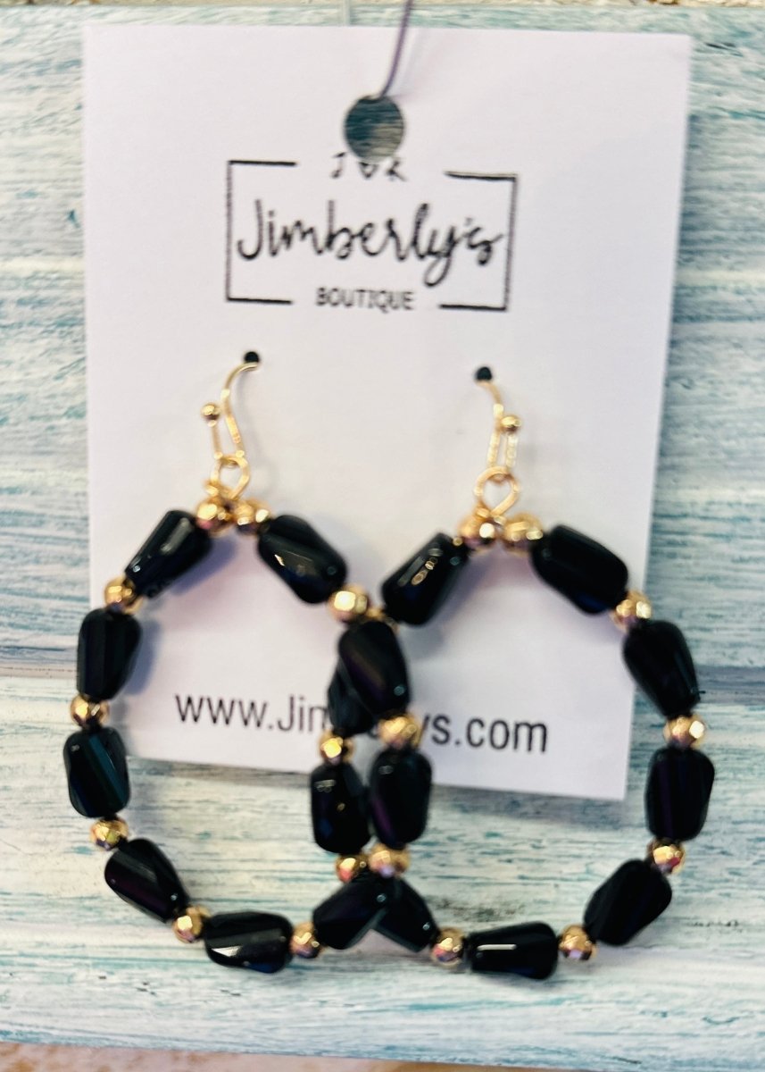 Glass Jewel Beaded Teardrop | Earrings | Black - earrings -Jimberly's Boutique-Olive Branch-Mississippi