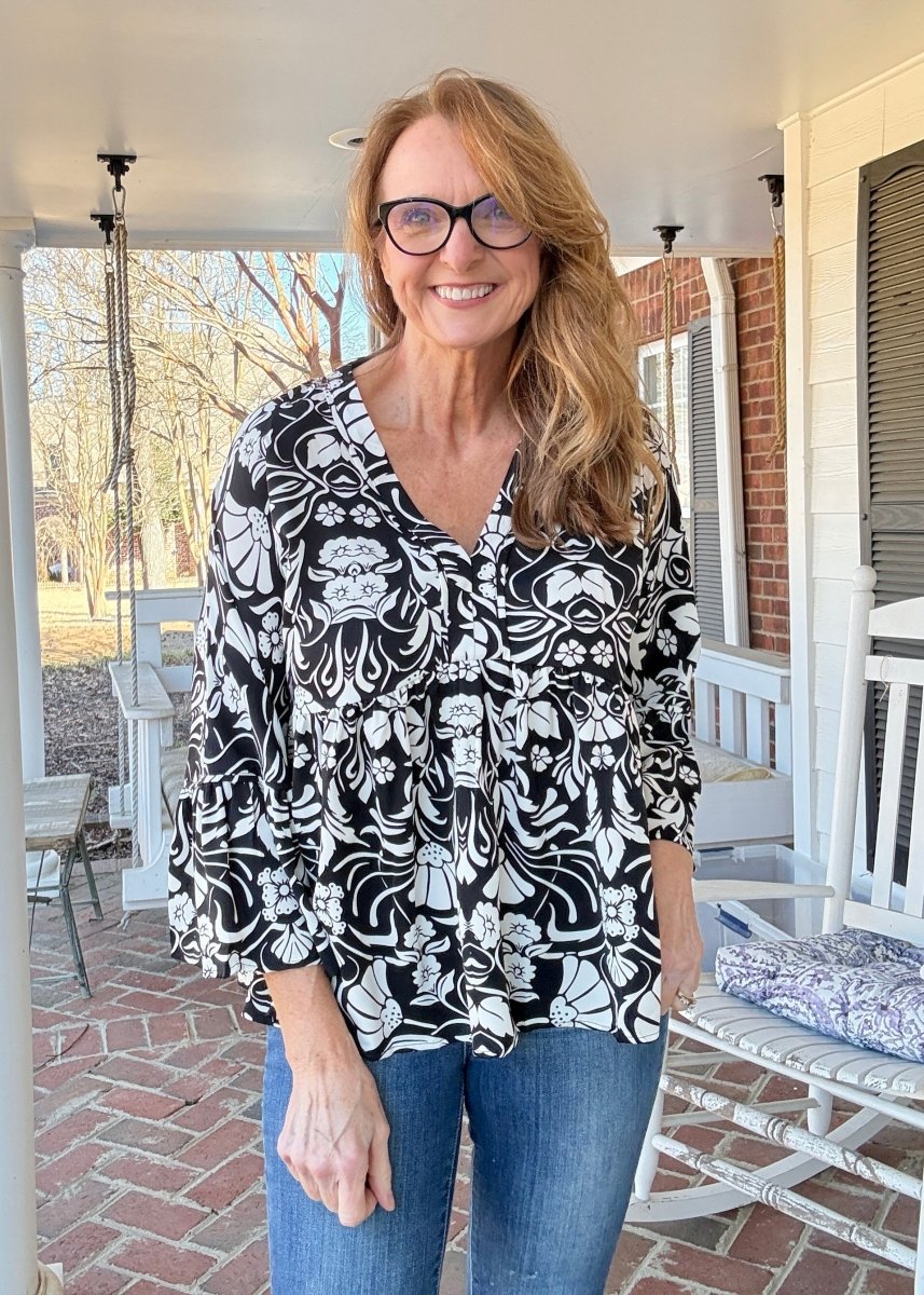 Glendor Babydoll Top - Black - Umgee Top - Jimberly's Boutique - Olive Branch - Mississippi