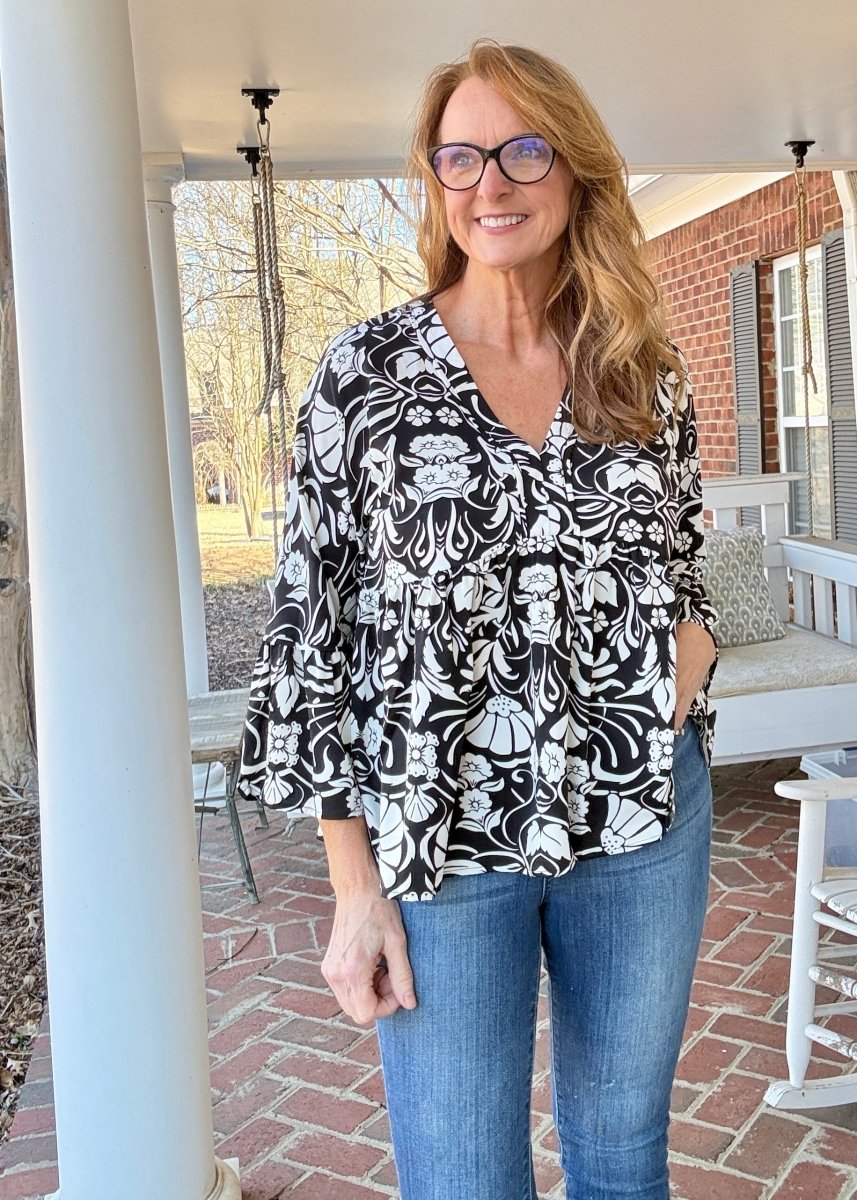 Glendor Babydoll Top - Black - Umgee Top - Jimberly's Boutique - Olive Branch - Mississippi