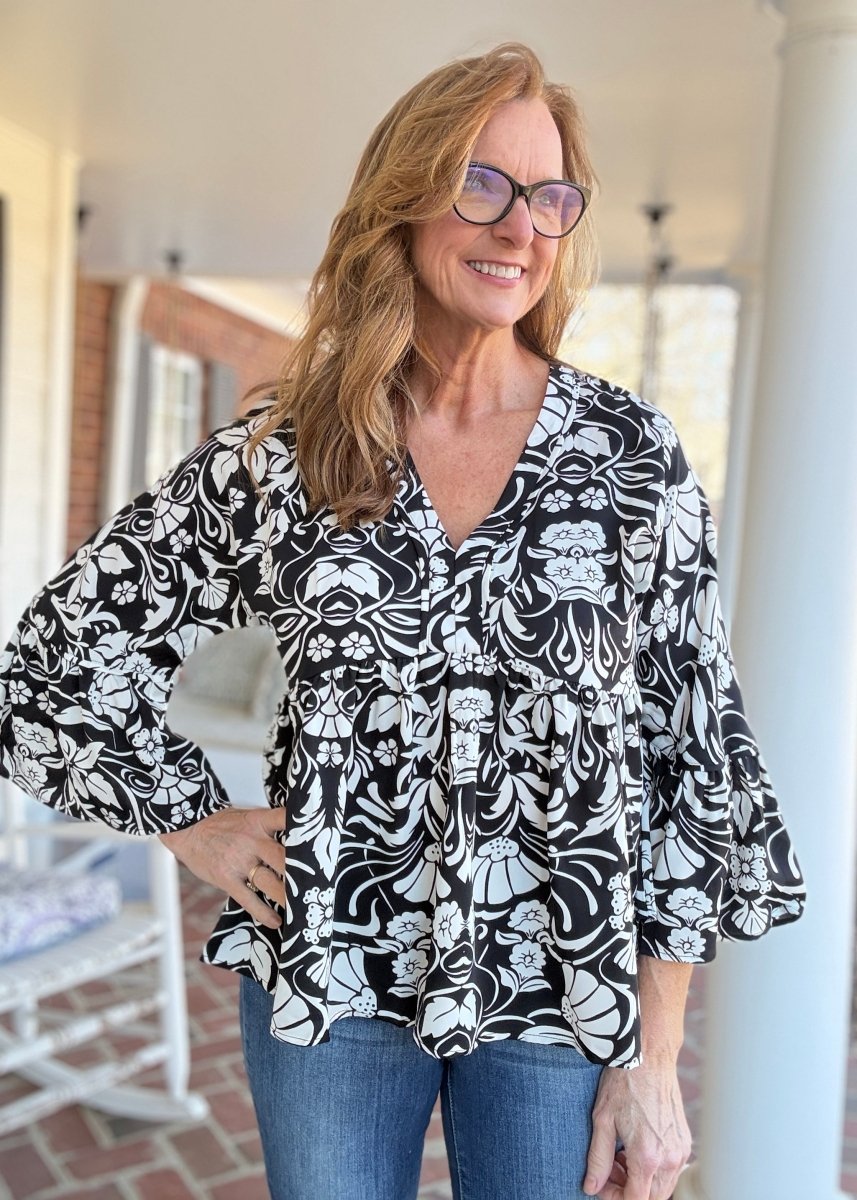 Glendor Babydoll Top - Black - Umgee Top - Jimberly's Boutique - Olive Branch - Mississippi