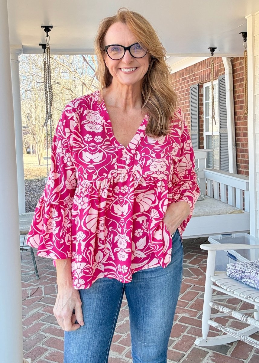 Glendor Babydoll Top - Magenta | Umgee - Umgee Top - Jimberly's Boutique - Olive Branch - Mississippi