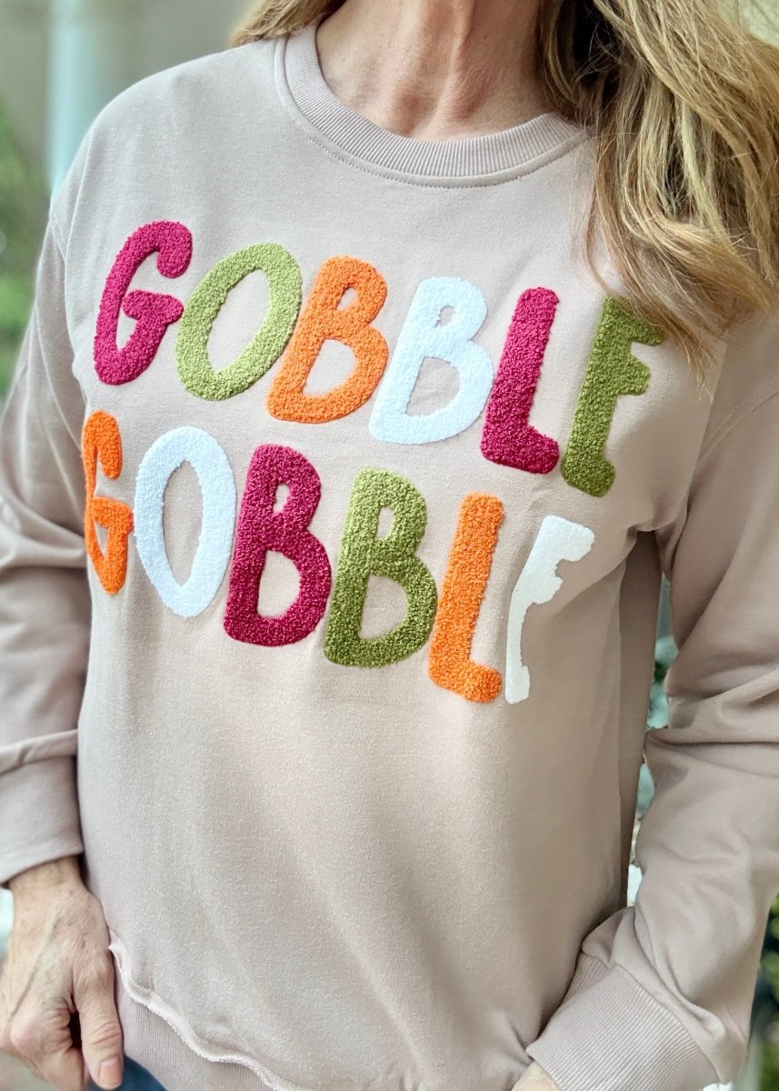 GOBBLE Patch Sweatshirt - fall sweatshirt - Jimberly's Boutique - Olive Branch - Mississippi