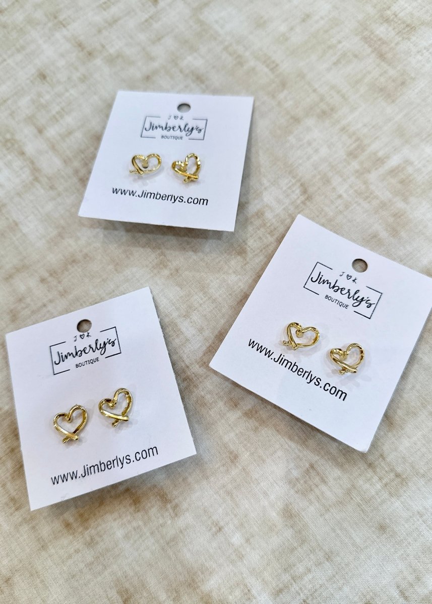Golden Small Heart Shaped Earrings - Earrings - Jimberly's Boutique - Olive Branch - Mississippi
