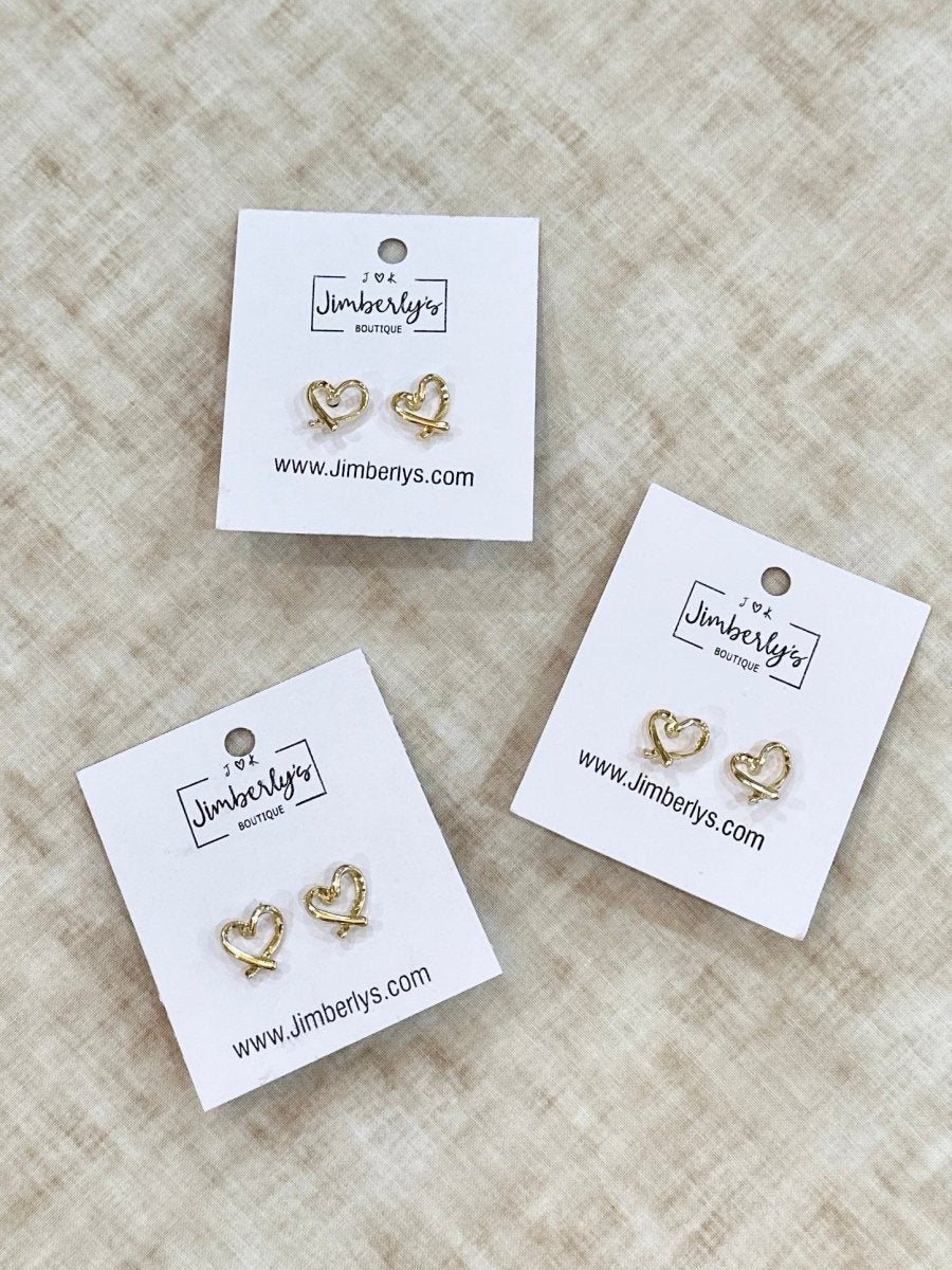 Golden Small Heart Shaped Earrings - Earrings - Jimberly's Boutique - Olive Branch - Mississippi