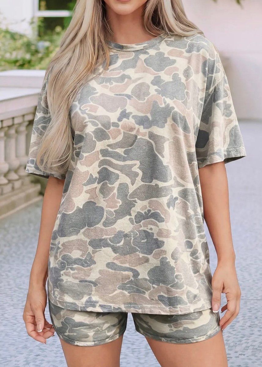 Gray Camouflage Shorts Set - short set -Jimberly's Boutique-Olive Branch-Mississippi