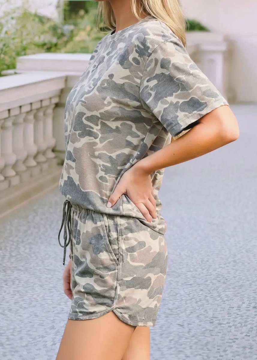 Gray Camouflage Shorts Set - short set -Jimberly's Boutique-Olive Branch-Mississippi