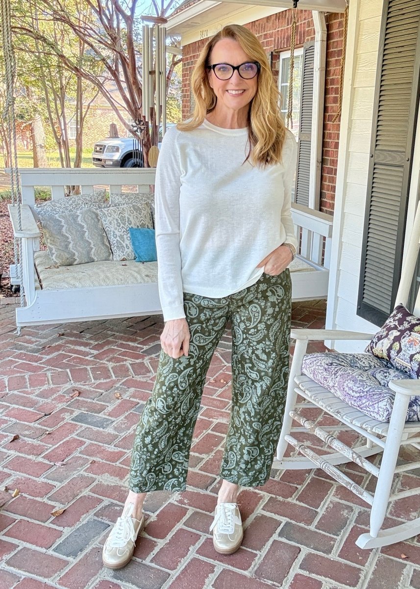 Green Paisley Barrel Pants - Barrel Jeans/Pants -Jimberly's Boutique-Olive Branch-Mississippi