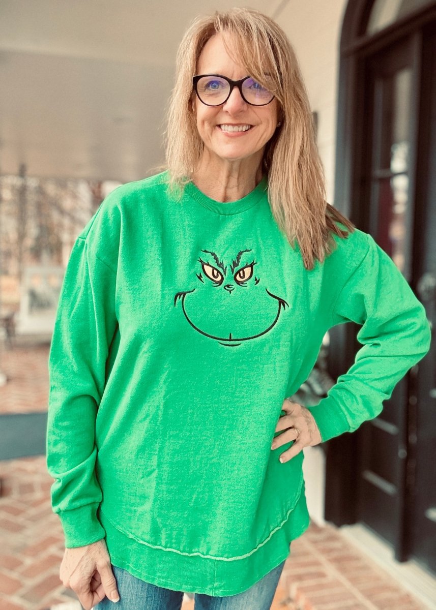 Grinch Royce Embroidered Poncho Hi - Lo Fleece - Royce Fleece - Jimberly's Boutique - Olive Branch - Mississippi