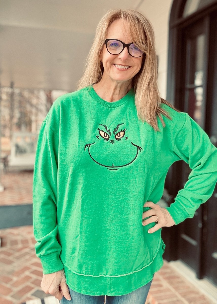 Grinch Royce Embroidered Poncho Hi - Lo Fleece - Royce Fleece - Jimberly's Boutique - Olive Branch - Mississippi