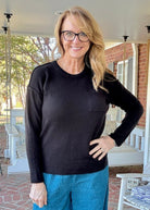 Gwen Hi - Low Hem Pocket Sweater - Black - sweater - Jimberly's Boutique - Olive Branch - Mississippi