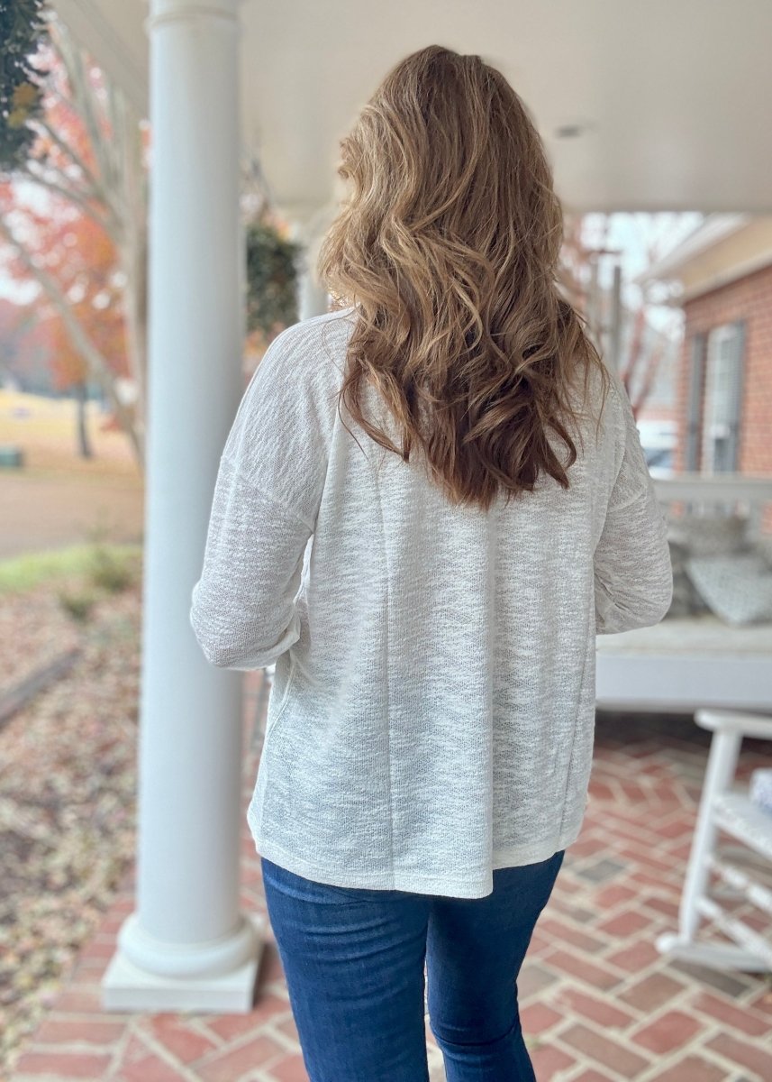 Hacci Long Sleeve Top - Ivory - Casual Top - Jimberly's Boutique - Olive Branch - Mississippi