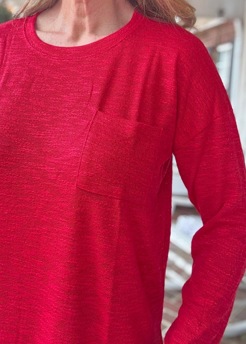 Hacci Long Sleeve Top - Red - Casual Top - Jimberly's Boutique - Olive Branch - Mississippi