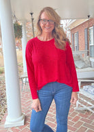 Hacci Long Sleeve Top - Red - Casual Top - Jimberly's Boutique - Olive Branch - Mississippi